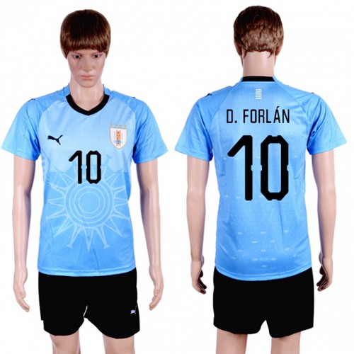 Uruguay #10 D.Forlan Home Soccer Country Jersey - Click Image to Close